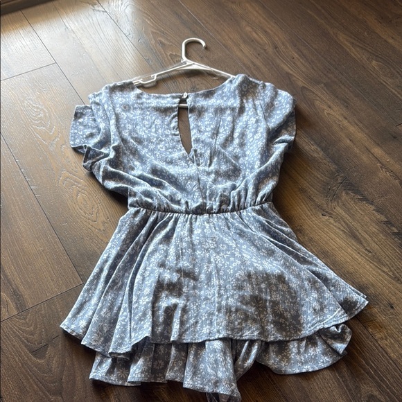 Floral Blue Ruffle Romper - Picture 2 of 3